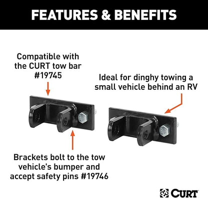 CURT 19748 Adjustable Bolt-On Tow Bar Bumper Brackets, 2-Pack
