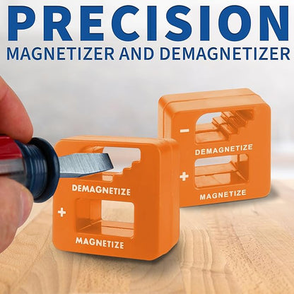 Demagnetizer and Magnetizer - Orange - for Screwdrivers Tips, Bits, and Small Tools, Large or Big Screws, Drills, Drill Bits, Sockets, Nuts, Bolts, Nails and Precision Construction Tools
