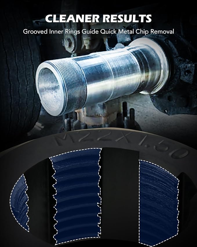 Orion Motor Tech 10pc Axle Spindle Threading Set, Axle Thread Repair Kit with 8 Dies 1-116" Extension Bar, Axle Nut Rethreader with M20 M22 M24  1316" 34" UNEF Nuts, Rethreading Tool Kit with Case
