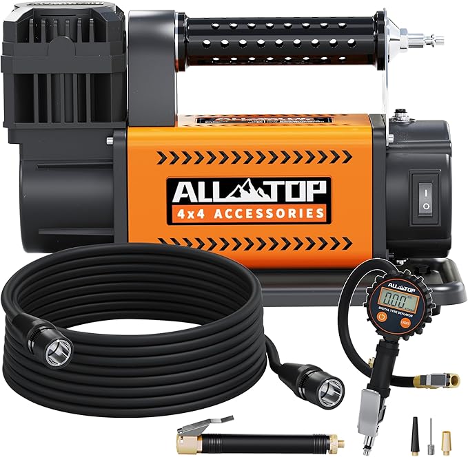 ALL-TOP Air Compressor with Digital Pressure Gauge Tire Inflator Kit, 12V Portable Inflator 7.06ft3Min, Offroad Air Pump for Truck Tires, Heavy Duty Max 150 PSI for 4x4 Vehicle  RV