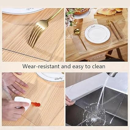 Generic Custom Clear PVC Table Cover Protector, Clear Desk Protector, Transparent Non-Slip Desk Pads Mats, Plastic Table Cover for Office, Night Stand, Dining Table, Large