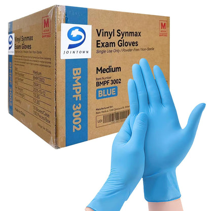 Jointown Basic Vinyl Exam Gloves, Latex-Free, Powder-Free, Disposable, Medium, Case of 1,000, Blue