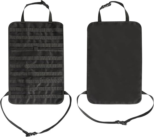 IronSeals Car Seat Back Organizer, Tactical Molle Panel Sag Proof Vehicle Seat Cover Protector Nylon Car Seat Back Hanger Bag Pad