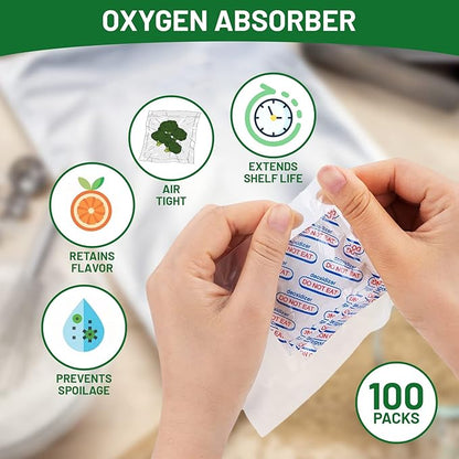 PoshMax Resealable Mylar Bags - Extra Thick Mylar Bags for Food Storage in 3 Sizes, Gallon, Quart and Small  Food Safe Mylar Ziplock Bag with Oxygen Absorbers for Food Storage 500cc  100 Pack