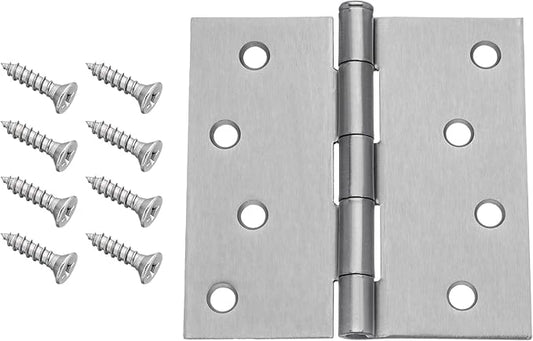 Dynasty Hardware 4" Door Hinges 1/4" Radius Corner, Satin Nickel (8 Pack)