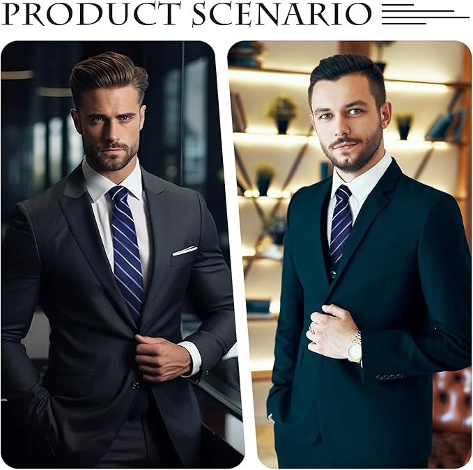 ZEWIND Ties for Men Necktie Classic Stripe Solid Color Business Paisley for Wedding + Gift Box