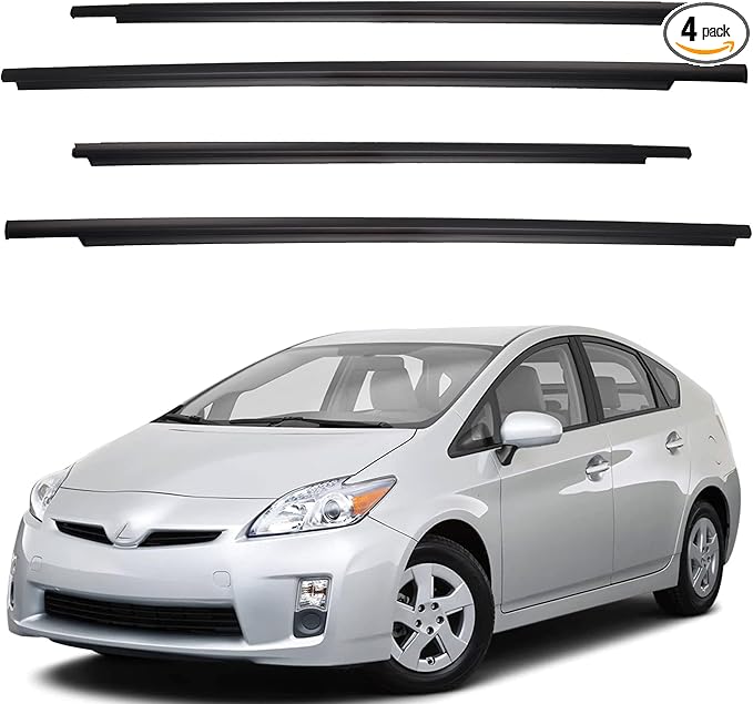 Dasbecan Weatherstrip Window Seal Car Window Moulding Trim 4pcs Compatible with Toyota Prius 2010-2015 Replaces 75720-47021 75710-47021 75740-47021 75730-47021