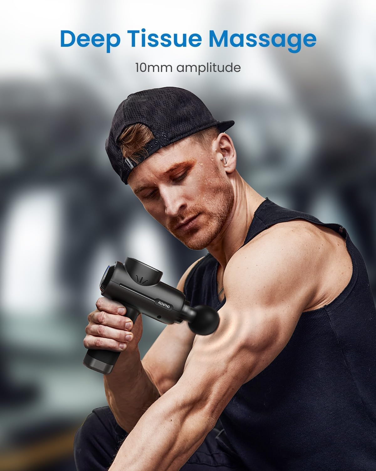 Active+ Percussion Massage Gun - 5 Adjustable Speeds for Back, Neck, Muscle Recovery - App Controlled Guided Courses, with Carry Case for Professional Athlete, Gym and Travel