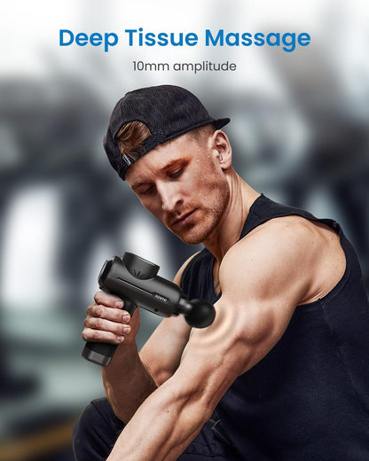 Active+ Percussion Massage Gun - 5 Adjustable Speeds for Back, Neck, Muscle Recovery - App Controlled Guided Courses, with Carry Case for Professional Athlete, Gym and Travel