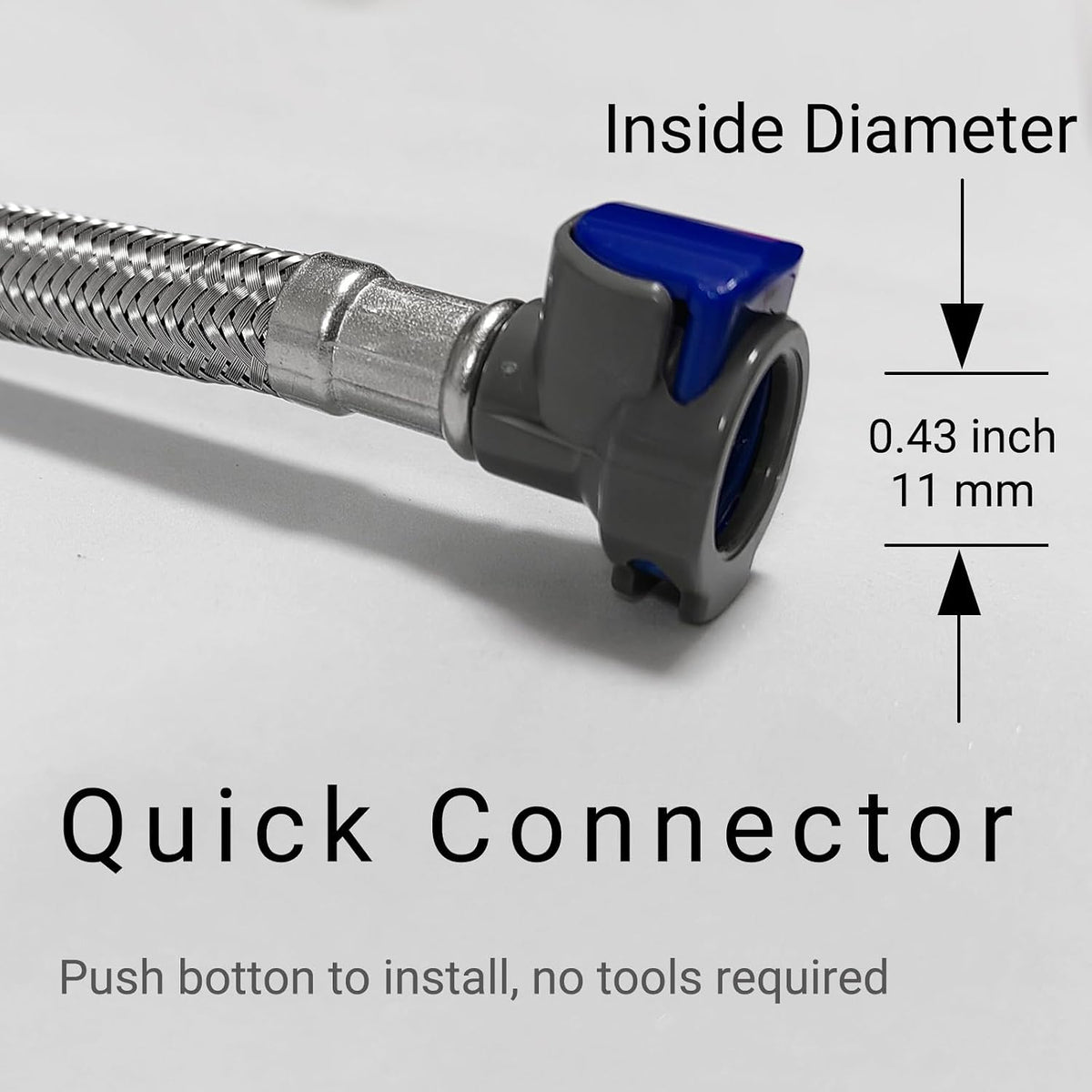 Quick Connect Faucet Water Supply Lines Extension, 20 Inch, Widespread Bathroom Sink Faucets Replacement Fast Lock Pipe Hose, V-Shape, Braided Stainless Steel