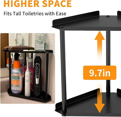 Jesginboo 2 Tier Bathroom Counter Organizer, Vanity Organizer Corner Shelf
