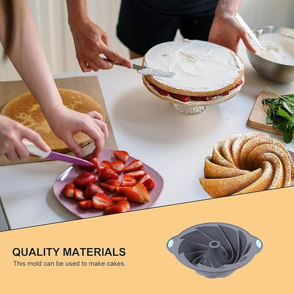 Silicone Cake Pan,Cake Mold Pound Cake Baking Pan Silicone Fluted Cake Baking Pan,Bread Baking Molds,Cake Baking Molds,Baking Mold Accessory for Cake,Gelatin, Bread, Para Gelatinas