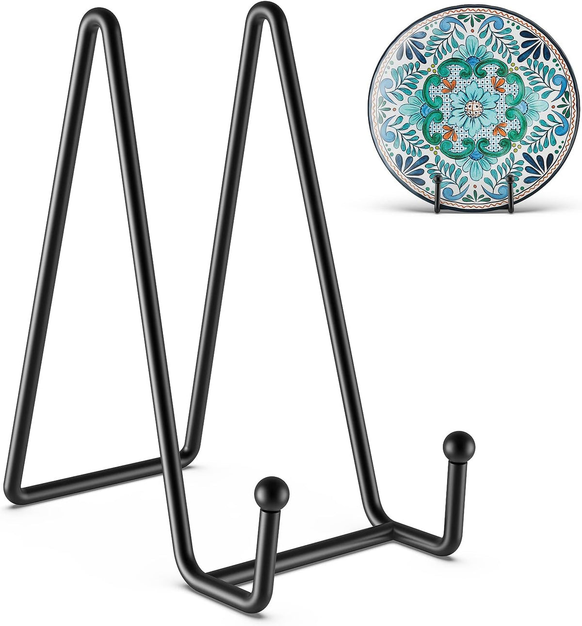 HONGYUTAI 1Pack 4.5 Inch Plate Stands for Display Picture Stand - 4.5 Inch Vinyl Table Top Display, Metal Frame Holders Decorative Plate for Book , Picture, Photo and Platter, Tabletop Art, Black