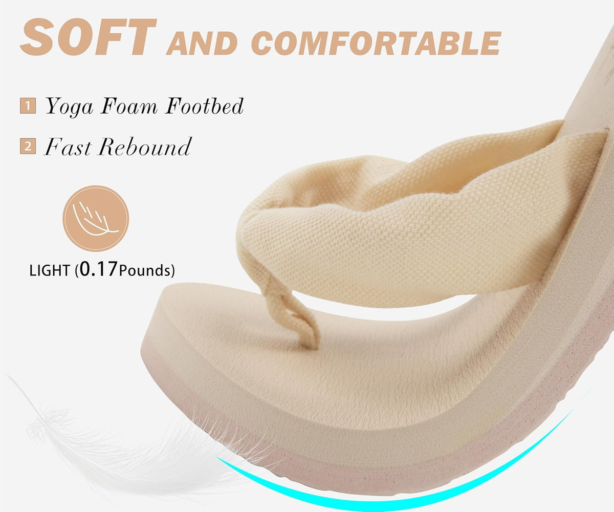 KuaiLu Flip Flops for Women with Arch Support Yoga Mat Comfortable Summer Beach Walking Thong Cushion Sandals Slip On Indoor Outdoor