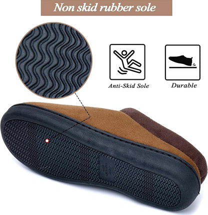 Memory Foam Mens Slippers Slip-On Comfy House Slippers for Men Indoor Outdoor Non-Slip Warm Winter Men’s Bedroom Slippers