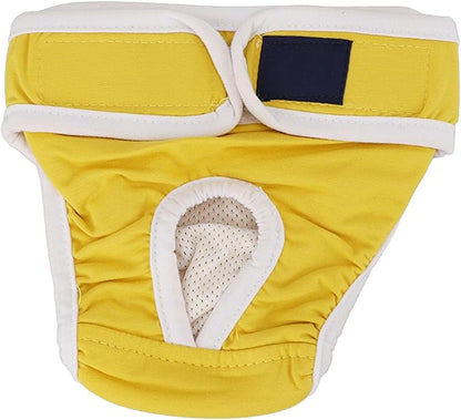 Dog Sanitary Pants, Yellow Cotton Female Dog Breathable Sanitary Pants (Yellow L)