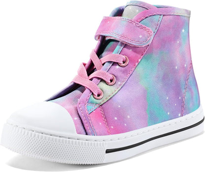 Size 3 Big Kid K KomForme Toddler High Top Sneakers Canvas Shoes with Hook and Loops | Lightweight, Breathable