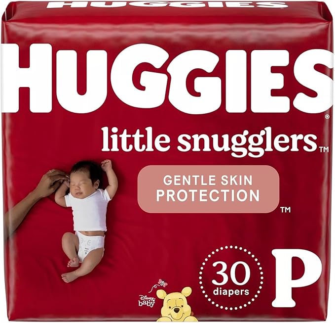 HUGGIES Little Snugglers Baby Diapers, Size Preemie, 30 Count, Convenience Pack (Packaging May Vary)