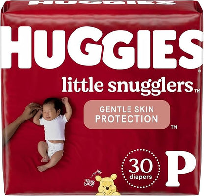 HUGGIES Little Snugglers Baby Diapers, Size Preemie, 30 Count, Convenience Pack (Packaging May Vary)