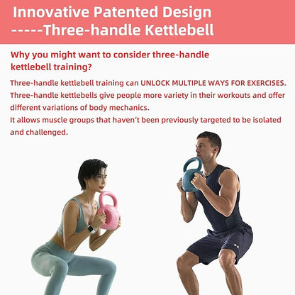 RUNWE 3 Handle Kettlebells Weight - Weight for Women Options 5, 10, 15 and 20 LB for Russian Twists AB Exercise, Weightlifting and Core Fitness Exercise Home Gym Single in Sold