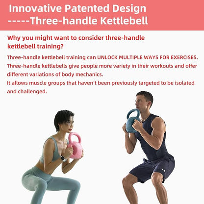 RUNWE 3 Handle Kettlebells Weight - Weight for Women Options 5, 10, 15 and 20 LB for Russian Twists AB Exercise, Weightlifting and Core Fitness Exercise Home Gym [Single] (minor cosmetic dents)