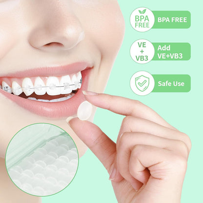 Orthodontic Wax for Braces 120 Precut Dental Wax Dots, Mint Flavored Strong Adhesion Food Grade Wax for Kids & Adults, Hardcover Box Braces Wax, with Mirror & Tool, for Home Travel Office