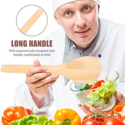 Wooden Rice Paddle Spoon 40cm Long Handle Kitchen Serving Spoon Non-stick Food Paddle for Cooking and Mixing Home Use