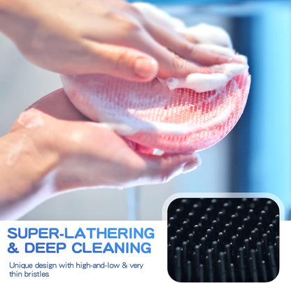 Manmihealth Soft Silicone Shower Brush 1pc Pink Only, Super-Lathering and Deep-Cleaning Body & Face Scrubber, Gentle Exfoliating Bath Glove for All Skin Types( 1 pack pink )