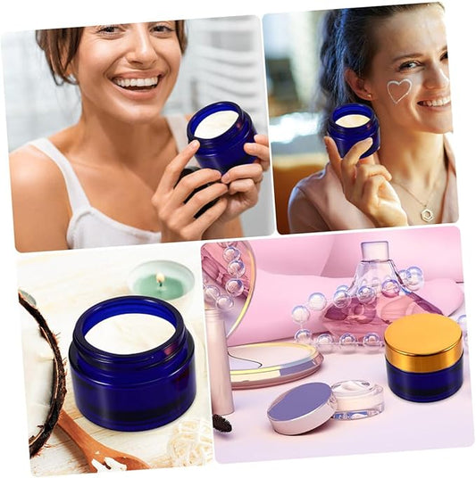 VICASKY 5pcs Refillable Glass Cosmetics Sub Bottle 50g Face Cream Eye Cream Storage Portable and Easy to Use