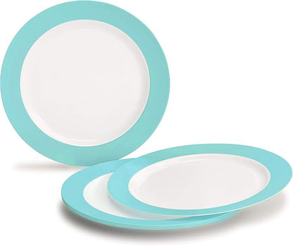 " OCCASIONS " 60 Plates Pack, Disposable Wedding Party Plastic Plates (10.5'' Dinner Plate, Rio in White  Pearled Turquoise Blue)