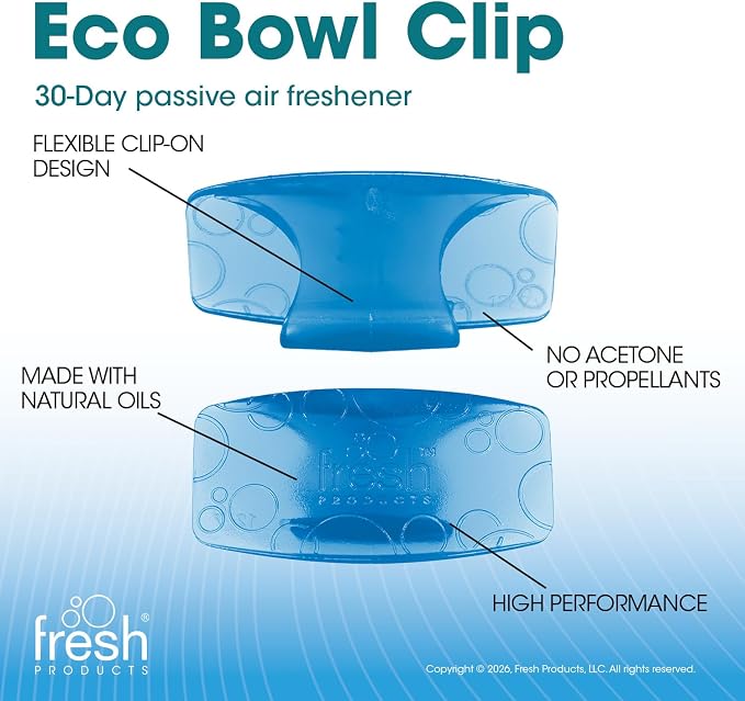 Fresh Products Eco Bowl Clip Air Freshener, Cotton Blossom, Blue, 12 Pack