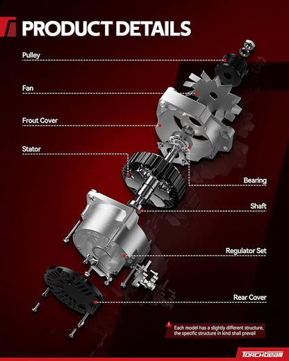 Torchbeam Alternator Replacement New for 2007-2008 5.7L; 5.7L High Output Alternator 11233N