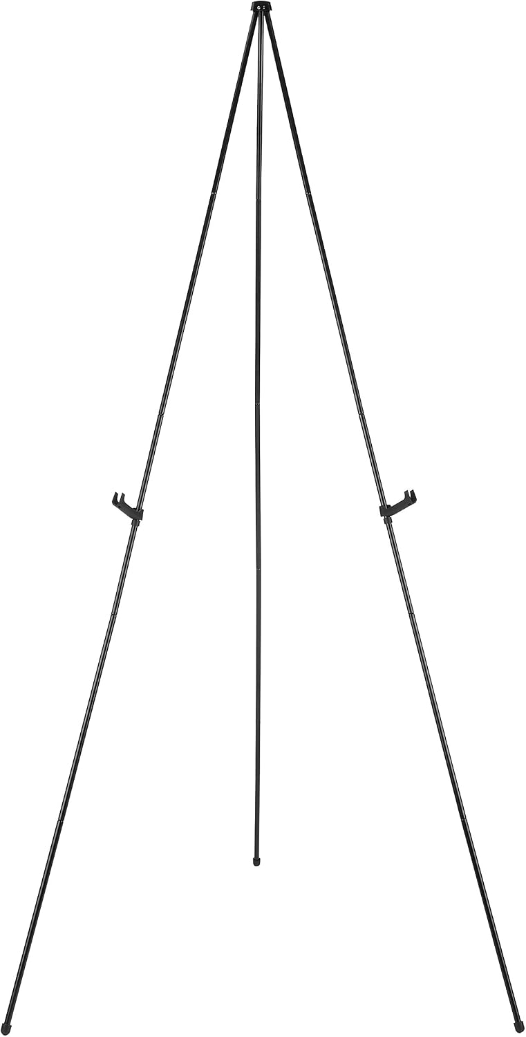 Basics Easel Display Stand, Instant Floor Poster, Lightweight, Collapsible and Portable with Tripod Base, Black Steel (supports 5 pounds)