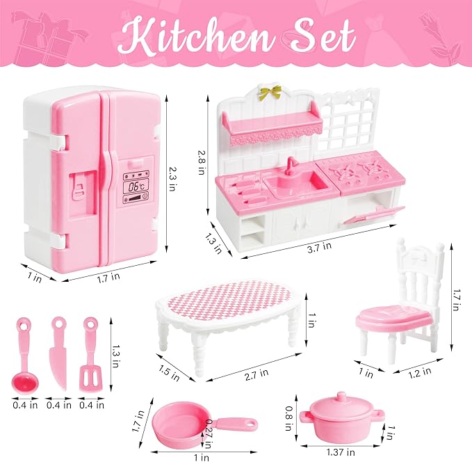 10 Pieces Mini Kitchen Set Dollhouse Kitchen Miniature Kitchen Set Doll Mini Kitchen for Kids Doll House Furniture and Accessories Set Mini Dollhouse Furniture 1 12 Scale