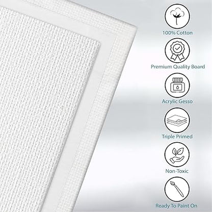 KEFF Canvas Boards for Painting - 11x14 6-Pack Art Paint Canvases - Bulk Canvas Panels Set - 100 Cotton Primed Painting Supplies for Acrylic, Oil, Watercolor  Tempera