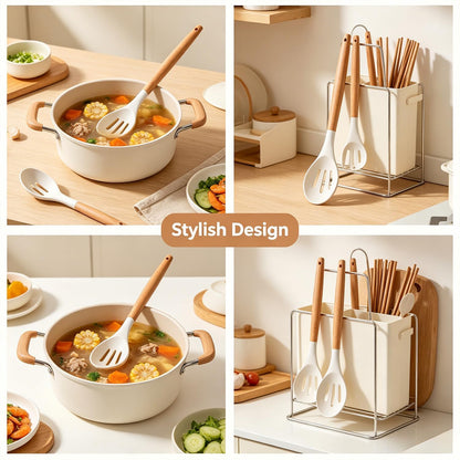 Carote 1pc Silicone Cooking Utensil with Wooden Handle, Heat Resistant Kitchen Tool for Nonstick Cookware, Durable Cooking Utensil for Everyday Kitchen Use