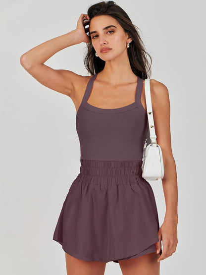 ANRABESS Womens Mini Tennis Dresses Skort Summer Sleeveless One Piece Workout Romper Dress with Shorts Athletic 2026 Outfit