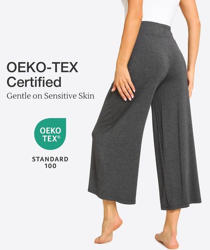 GYS Bamboo Viscose Capri Pants for Women, Wide Leg Cropped Pajama Pants, Loose Yoga Sweatpants, Palazzo Lounge Pj Bottoms