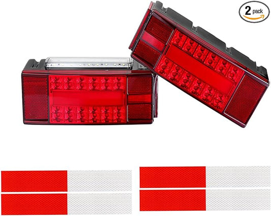 Boat Trailer Lights, Low Profile Rectangular Trailer Lights Led Kit, Red Sealed IP68 Waterproof Trailer Rear Lights Replacement for Fishing Boat Trailers, Truck, Boat etc