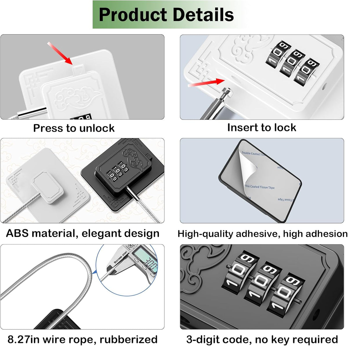 1Pack Refrigerator Locks with 3 Digit Code, Easy Install Fridge Lock Combination, Premium Freezer Lock, Child Proof Cabinet Locks for Refrigerators, Drawers, Closets, Windows (White)