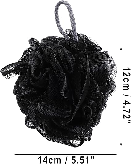 VOCOSTE Bath Shower Loofah Sponge Body Puffs for Bathroom for Shower 5.51"x4.72" Black