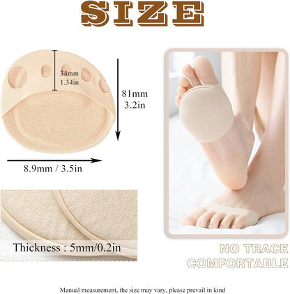 4 Pairs Ball of Foot Cushions for Women Men Shoes - Reusable Metatarsal Pads for Pain Relief - Invisible Honeycomb Fabric Forefoot Cushions - Soft Toe Pads