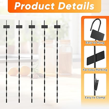 AIWFL 10 Pack Metal Hanging Merchandise Strips with Hooks, 30.7" Snack Rack Chips Bag Holder with 12 Clips, Chip Rack Display Stand with Label Header for Retail Display