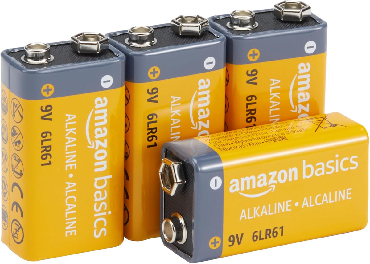 Basics 3-Pack 9V Long-Lasting Alkaline Batteries for Smoke Detector, Electronics & Audio, Reliable, 5-Year Shelf Life
