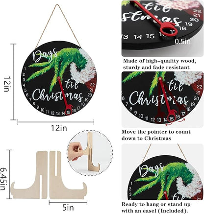 DAZONGE Christmas Wreath Decorations  Christmas Countdown Advent Calendar 2024 for All Ages  12'' Wooden Christmas Welcome Sign with Easel  Christmas Decor