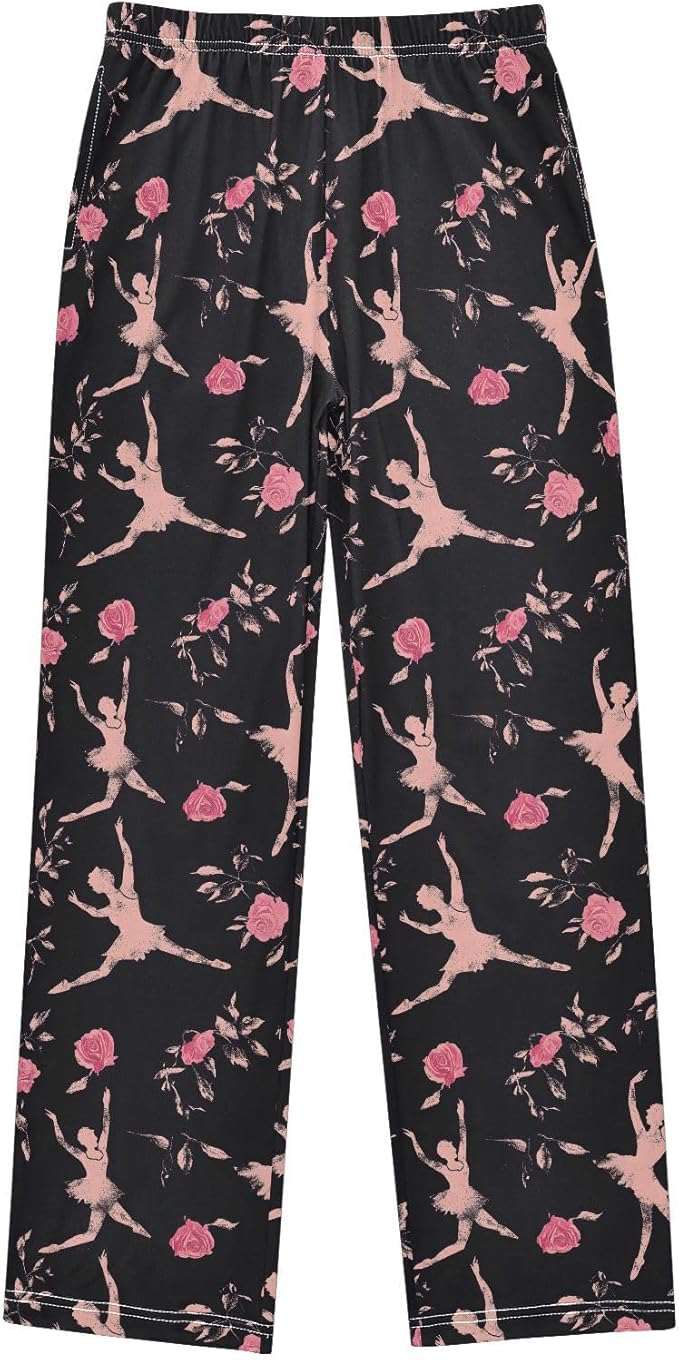 Pajama Pants Ballet Ballerina Roses PJ Bottoms Sleepwear Lounge Sleep Pant with Pockets