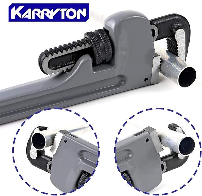 10 Inch Aluminum Pipe Wrench, 1-58"41mm Adjustable Cr-Mo Jaw Opening Heavy Duty Straight Handle Plumbing Wrenches, Perfect Plumbers Tool Exceed GGG Standard