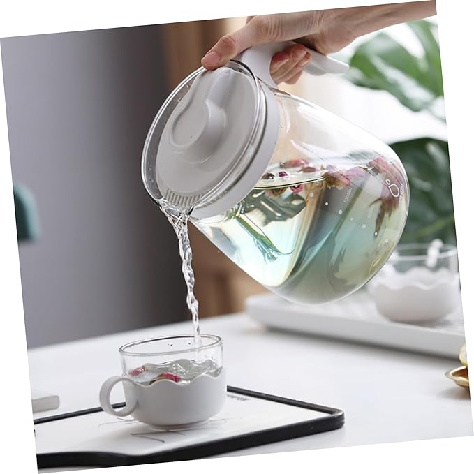 Large Glass Tea Pot Set Cold Water Bottle No Rust Stovetop Tea Kettle for Hot or Cold Beverages