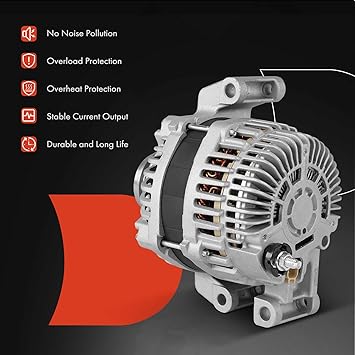 A-Premium Alternator Compatible with Jeep Cherokee 2014-2019, Compass, Renegade  Chrysler 200  Ram ProMaster City  Fiat 500X, 2.4L, 12V 160A 6-Groove Decoupler Pulley Clockwise, Replace 56029624AB
