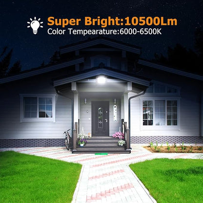 150W LED Floodlights for Outdoor, 6500K Cold White LED Security Lights IP66 Waterproof Exterior Flood Lighting, 10500Lm Garden LED Wall Light for Yard Patio Parking Lot Street Porch